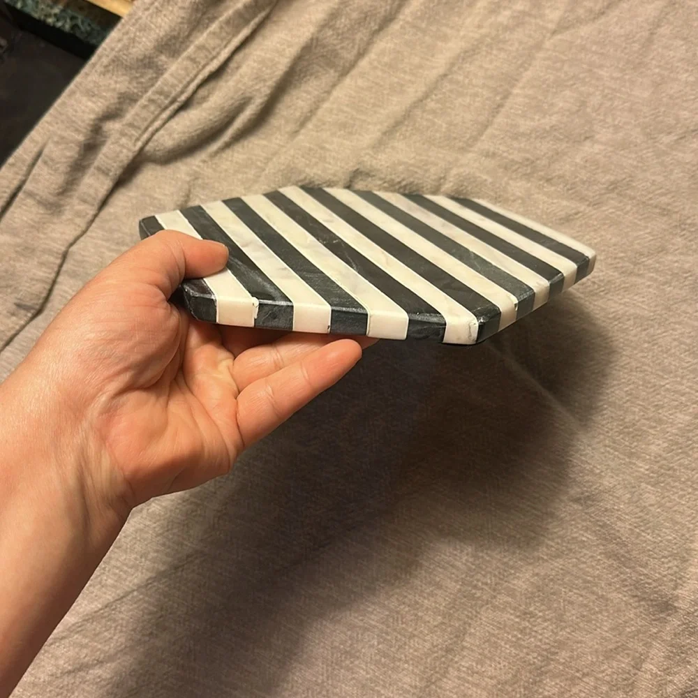 Striped Hexagonal Marble Coaster
